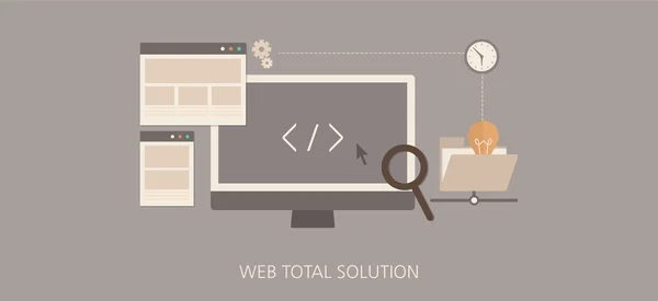 Conjunto de iconos de concepto plano de solución total web moderna y clásica — Archivo Imágenes Vectoriales