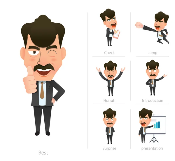 Businessman corporate life flat design 7set-boss — Stock Vector