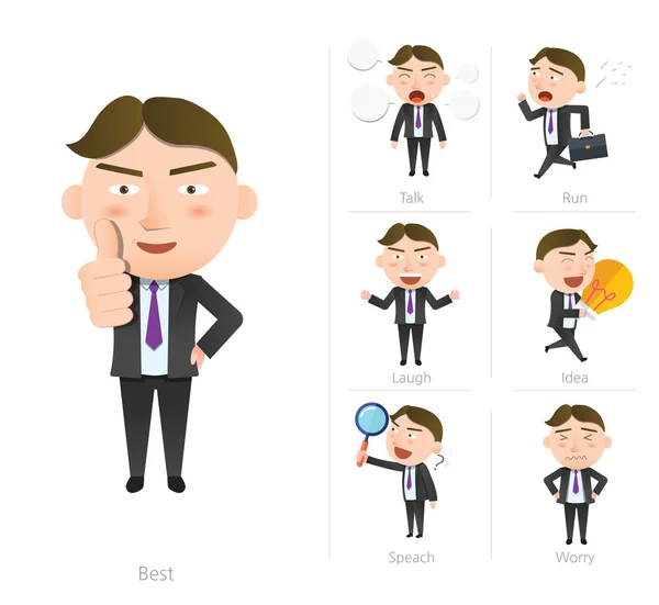 Businessman corporate life flat design 7set-employee — Stock Vector