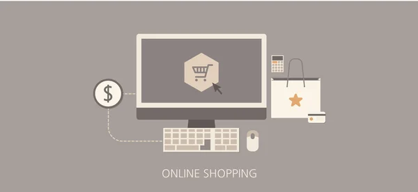 Moderne und klassische Online-Shopping flache Illustration — Stockvektor