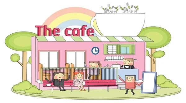 Café ligne caractère — Image vectorielle