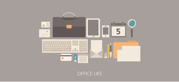 Modern and classic office life flat illustration — Stock Vector