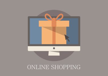 Modern ve klasik tasarım online alışveriş kavramı düz simgesi