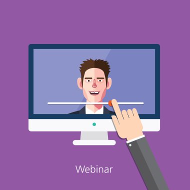 Webinar konsept tasarım 3d izometrik vektör çizim