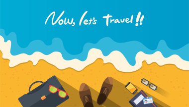 Summer holidays vector illustration,flat design beach and business object concept clipart