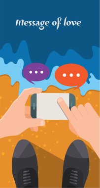 Summer holidays vector illustration,flat design beach and love message concept