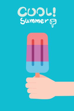 Summer holidays vector illustration,flat design icecream and sunglasses concept