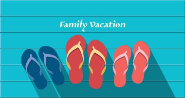 Summer holidays vector illustration,flat design family sandals and beach concept