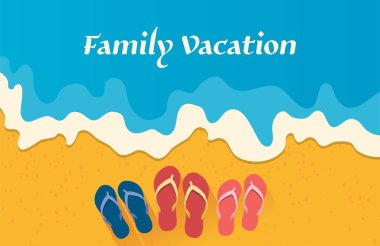 Summer holidays vector illustration,flat design beach and family sandals concept