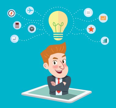 Drawing flat character design smart business concept