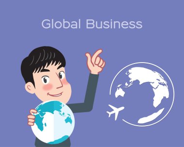 Drawing flat character design global business concept clipart
