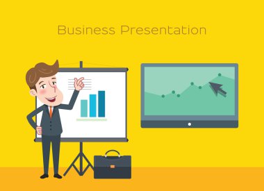 Drawing flat character design business presentation concept