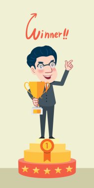 Drawing flat character design victory concept