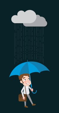 Drawing flat character design man and rain concept