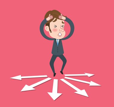 Drawing flat character design solving concept
