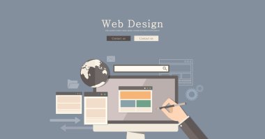 Flat design vector illustration web programing concept design, Abstract urban modern&classic style, high quality business series.