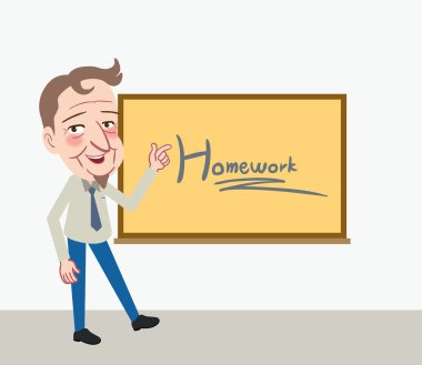 Drawing flat character design school assignment concept ,vector illustration