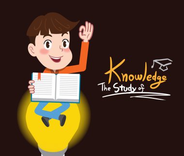 Drawing flat character design study of knowledge concept ,vector illustration