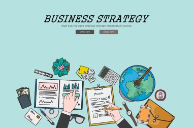 Drawing flat design illustration business strategy concept. Concepts for web banners and promotional materials.