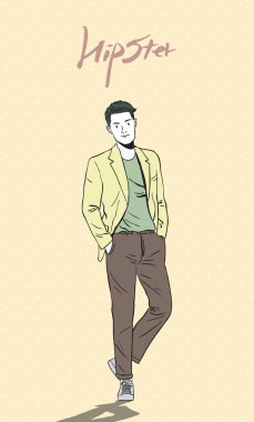 El iş hipster, kentsel retro tarzı vektör pop sanat çizim çizimi.