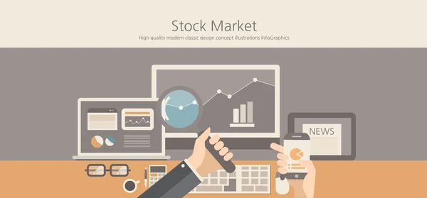 Conceito de mercado de ações de design moderno e clássico . — Vetor de Stock