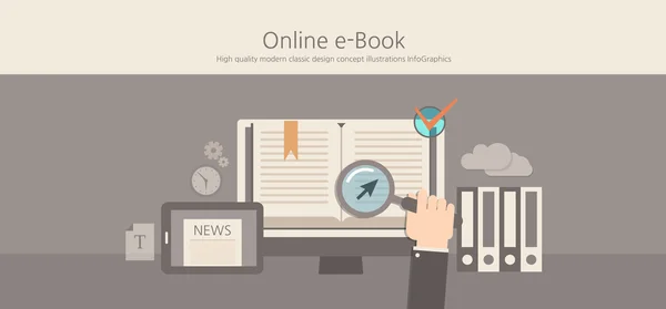 Concetto di e-book online dal design moderno e classico . — Vettoriale Stock