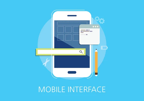 Interface móvel desenvolvedor conceito ícone plano —  Vetores de Stock