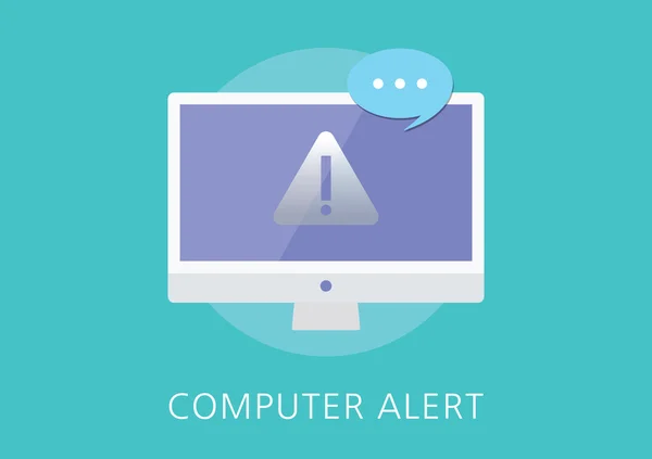 Computador ícone plano conceito de alerta — Vetor de Stock