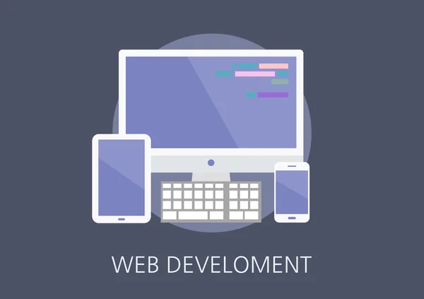 Concepto de desarrollo web icono plano — Archivo Imágenes Vectoriales