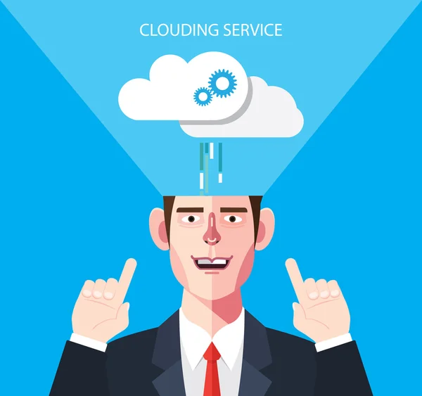 Caractère plat des illustrations de concept de service nuageux — Image vectorielle