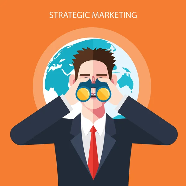 Carácter plano de las ilustraciones del concepto de marketing estratégico — Vector de stock