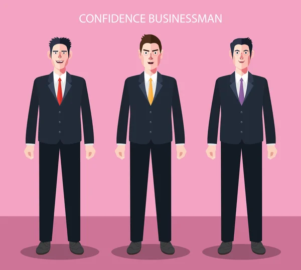 Flat characters of confidence businessman concept illustrations — Stock Vector