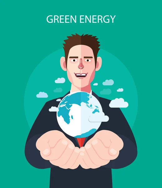 Caractère plat des illustrations de concept d'énergie verte — Image vectorielle