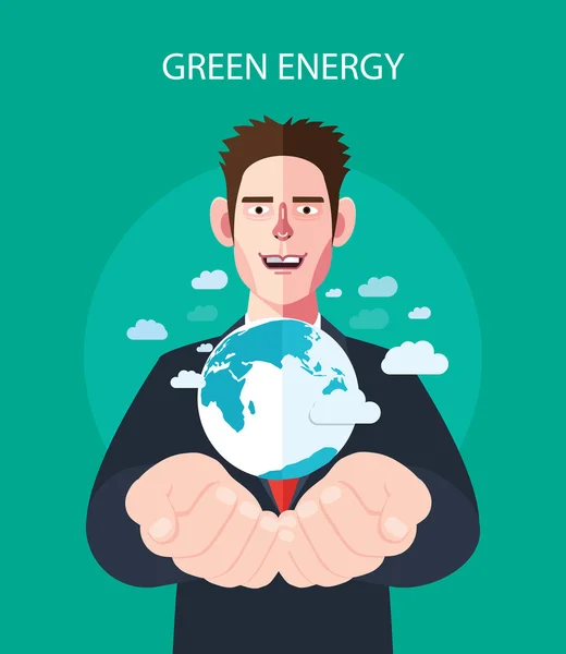 Yeşil enerji kavramı resimler düz karakter