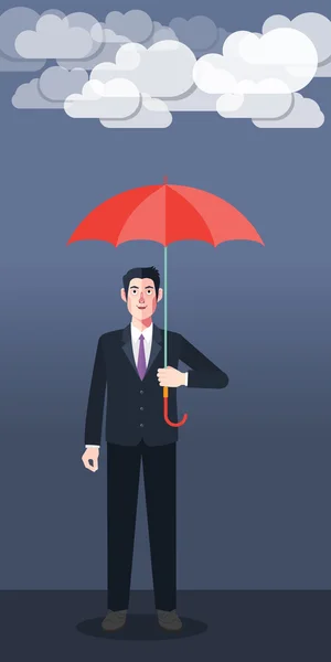 Плоский персонаж концептуальні ілюстрації парасолькового бізнесмена — стоковий вектор