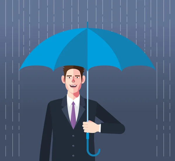 Плоский характер концептуальных иллюстраций зонтичного бизнесмена — стоковый вектор
