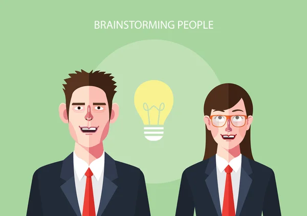 Flat characters of brainstorming people concept illustrations — Stock Vector