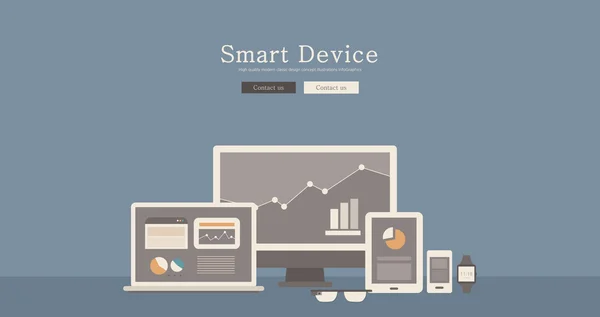 Design moderno e clássico ilustração conceito de dispositivo inteligente . —  Vetores de Stock