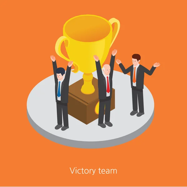 Overwinning team concept ontwerp 3d isometrische vectorillustratie — Stockvector