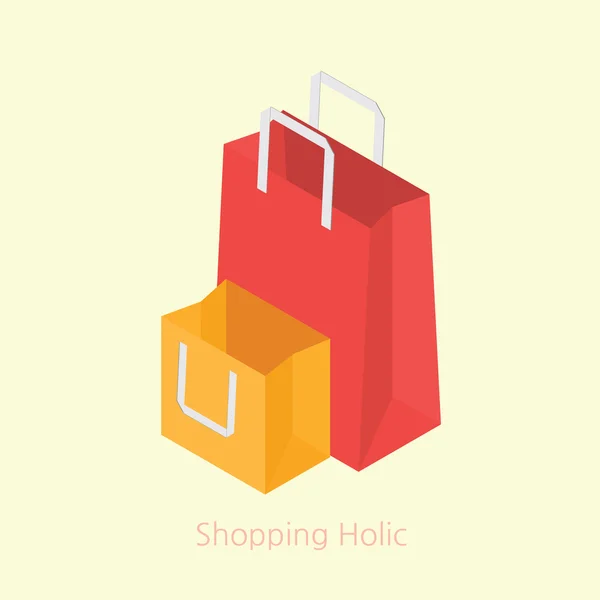 Diseño de concepto de bolsa de compras 3d vector isométrico ilustración — Archivo Imágenes Vectoriales