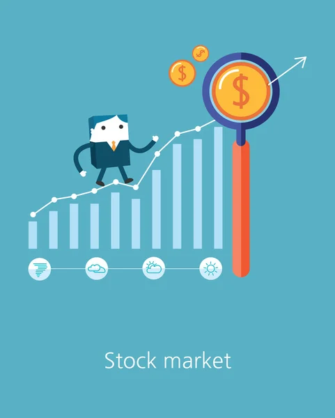 Caráter de negócio plano Series.business conceito de mercado de ações — Vetor de Stock