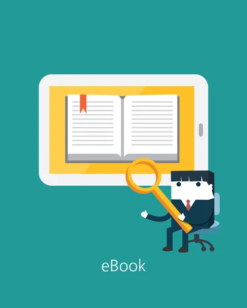 Płaskie biznes charakter Series.business ebook koncepcja — Wektor stockowy