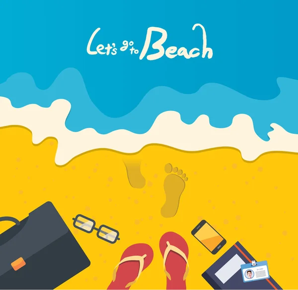 Vacaciones de verano vector ilustración, diseño plano playa y negocio objeto concepto — Archivo Imágenes Vectoriales