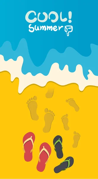 Ilustración vectorial vacaciones de verano, diseño plano va a la playa y sandalias concepto — Archivo Imágenes Vectoriales