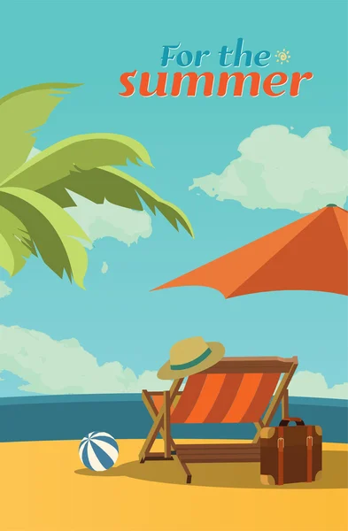 Summer holidays vector illustration,flat design romantic parasol and beach concept — Stock vektor