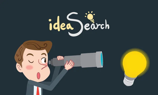 Drawing flat character design business idea search concept — Stok Vektör