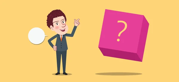 Drawing flat character design question box concept — Stock vektor