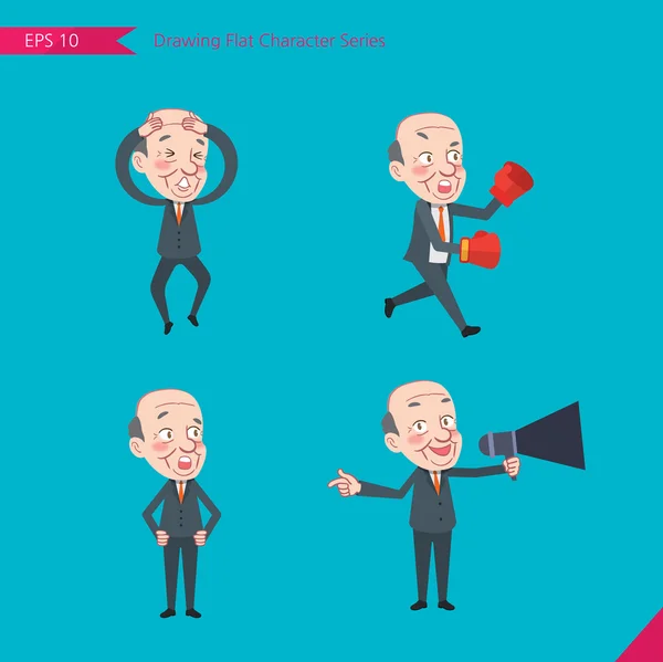 Set of drawing flat character style, business concept ceo activities - Disappointment, notice, boxing, confidence, Competition — Stok Vektör