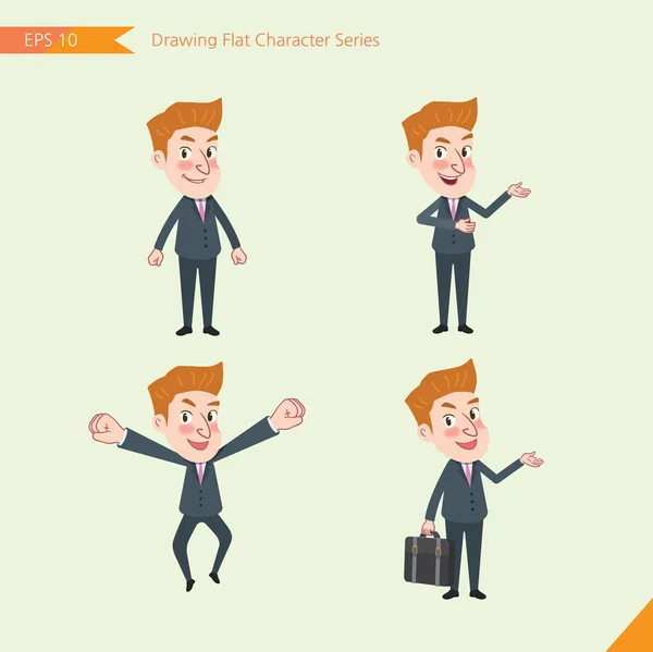 Set of drawing flat character style, business concept young office worker activities - businessman, research, office worker, counselling, growth — Stock vektor