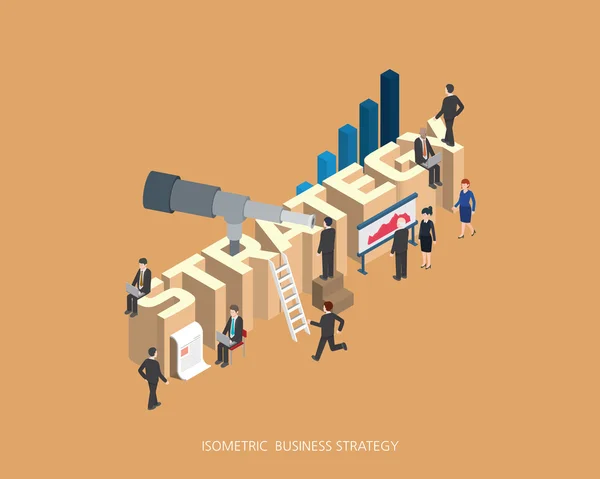 Flat 3d isometric vector illustration strategy concept design, Abstract urban modern style, high quality business series. — Stock Vector